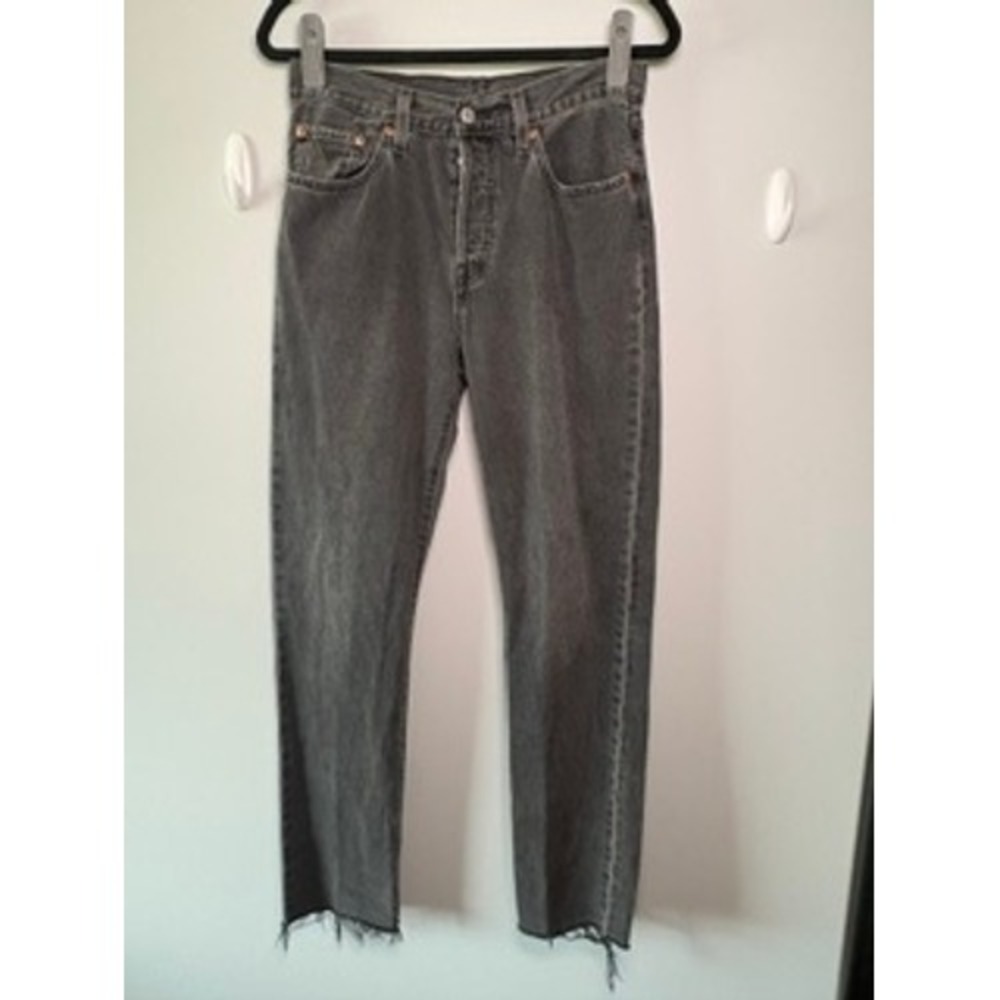 Levi's 501 Black Jeans Women's W27 L30 Button Fly Straight Leg Cotton Denim